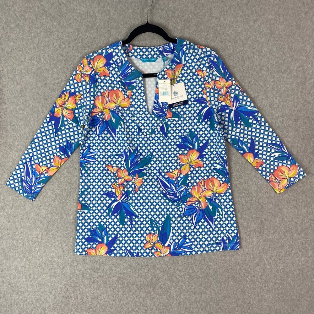 Tori Richard Womens M Ornamental Layla Top Hawaiian All Over Print